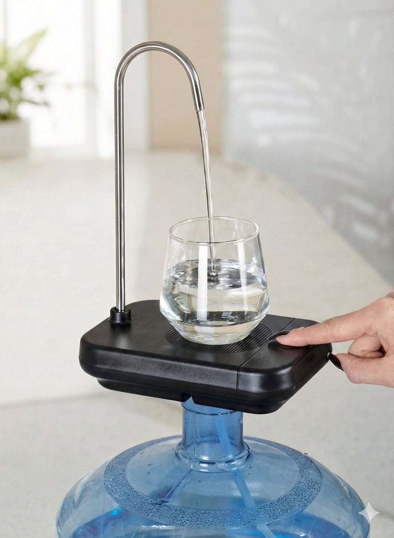 Automatic Electric Water Dispenser Pump with Cup Tray Base – Portable USB Rechargeable Water Bottle Switch for Standard 5 Gallon Jugs – Hands-Free Operation for Home & Office - Image 1